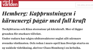 kärnkraft krönika Hemberg