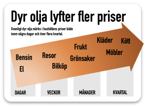 Dyr olja lyfter fler priser för hushållen