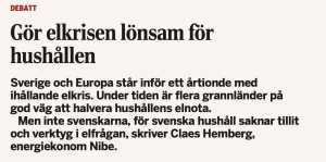 Gör elkrisen lönsam för hushållen Hemberg